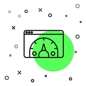 Black line Web analytics information and development website statistic icon Illustrazione stock