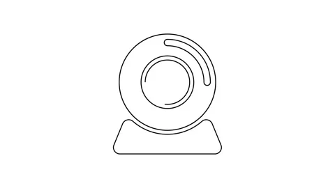 Black line Web camera icon isolated on white background. Chat camera. Webcam Stock Footage 160220661