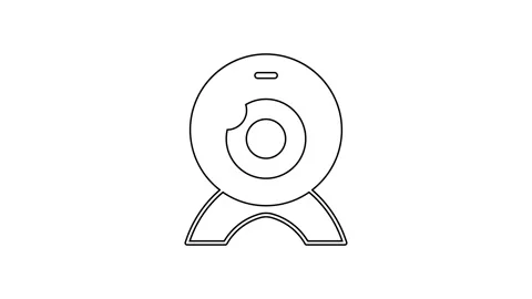 Black line Web camera icon isolated on white background. Chat camera. Webcam Stock Footage 167513113
