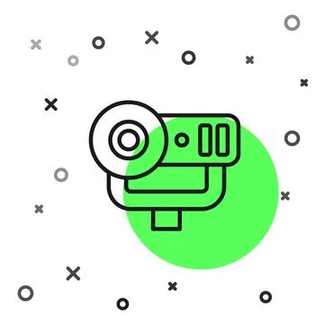 Black line Web camera icon isolated on white background. Chat camera. Webcam 스톡 일러스트
