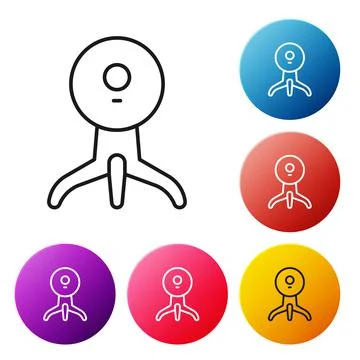 Black line Web camera icon isolated on white background. Chat camera. Webcam 스톡 일러스트