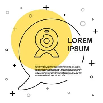 Black line Web camera icon isolated on white background. Chat camera. Webcam Stock Illustration