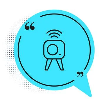 Black line Web camera icon isolated on white background. Chat camera. Webcam 스톡 일러스트