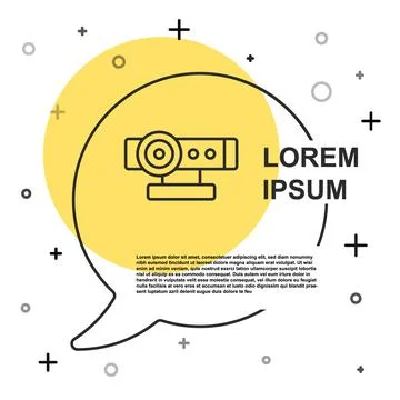 Black line Web camera icon isolated on white background. Chat camera. Webcam Stock Illustration