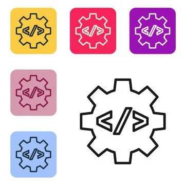 Black line Web design and front end development icon isolated on white Illustrazione stock
