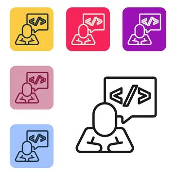 Black line Web design and front end development icon isolated on white Stock Illustration