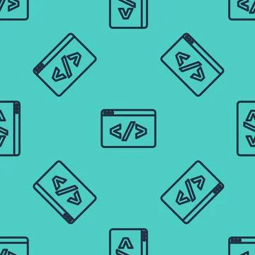 Black line Web design and front end development icon isolated seamless pattern Stock Illustration