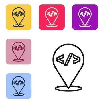 Black line Web design and front end development icon isolated on white 스톡 일러스트
