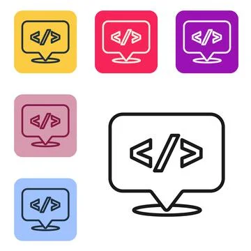 Black line Web design and front end development icon isolated on white Stock Illustration