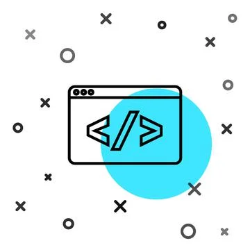 Black line Web design and front end development icon isolated on white Illustrazione stock