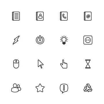 Black line web icon set Stock Illustration