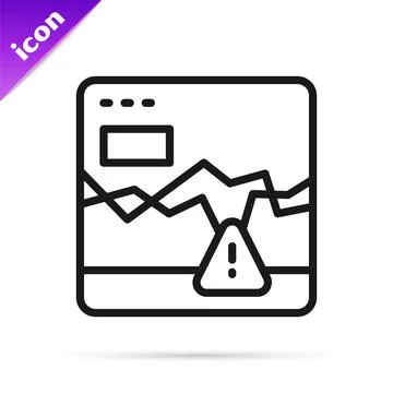 Black line Website with failure stocks market icon isolated on white background Stock Illustration