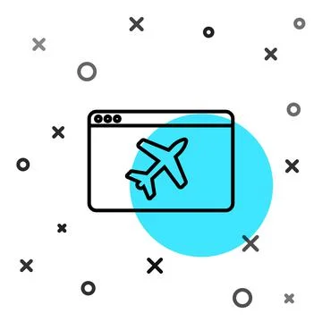 Black line Website template icon isolated on white background. Internet Ilustración de archivo