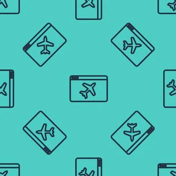 Black line Website template icon isolated seamless pattern on green background Illustrazione stock