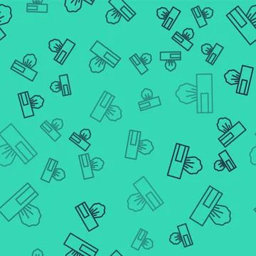 Black line Wet wipe pack icon isolated seamless pattern on green background Illustrazione stock