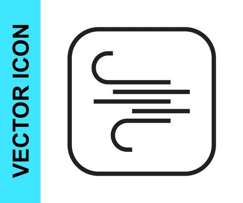 Black line Wind icon isolated on white background. Windy weather. Vector Stock Illustration