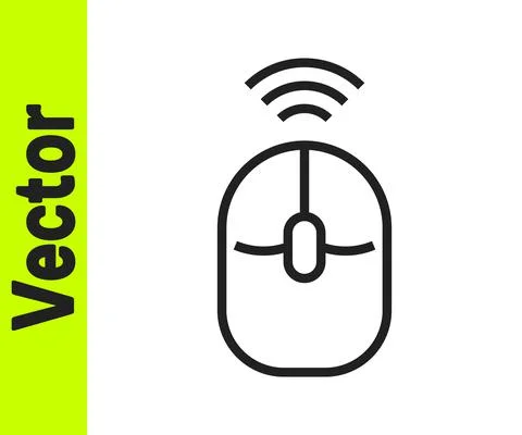 Black line Wireless computer mouse icon isolated on white background. Optical Stock Illustration