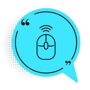 Black line Wireless computer mouse icon isolated on white background. Optic.. Stock Illustration