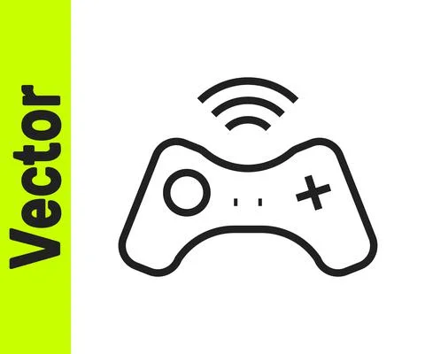 Black line Wireless gamepad icon isolated on white background. Game controller Stock Illustration