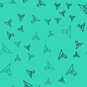 Black line Witch hat icon isolated seamless pattern on green background. Happy Stock Illustration