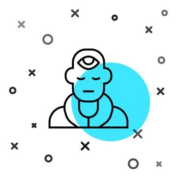 Black line Wizard warlock icon isolated on white background. Random dynamic Stock-Illustration