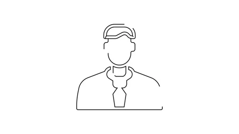 Black line Worker icon isolated on white background. Business avatar symbol user Stock Footage 155479914