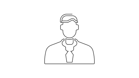 Black line Worker icon isolated on white background. Business avatar symbol user Stock Footage 160293539