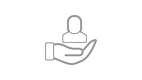Black line Worker icon isolated on white background. Business avatar symbol user Stock Footage 225841602