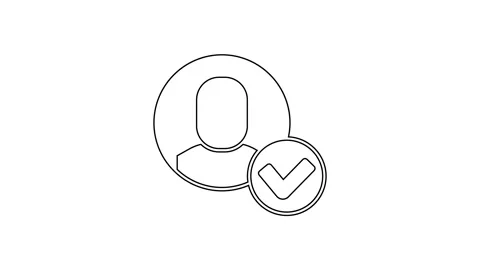 Black line Worker icon isolated on white background. Business avatar symbol user Stock Footage 225842391