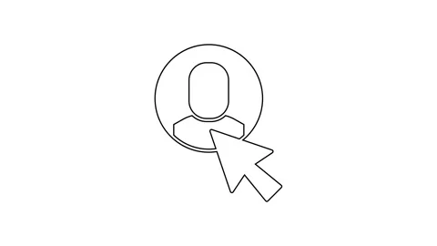 Black line Worker icon isolated on white background. Business avatar symbol user Stock Footage 225844095