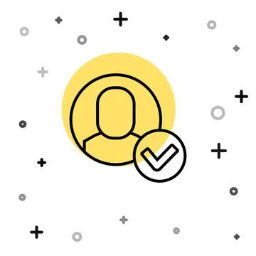 Black line Worker icon isolated on white background. Business avatar symbol user Illustrazione stock