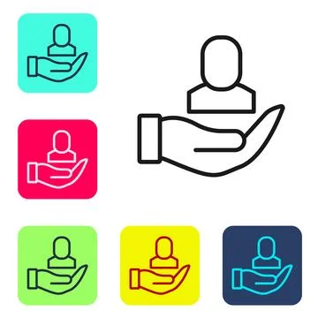 Black line Worker icon isolated on white background. Business avatar symbol user Illustrazione stock