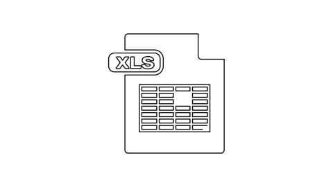 Black line XLS file document. Download xls button icon isolated on white Stock Footage 160225862
