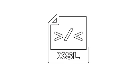 Black line XSL file document. Download xsl button icon isolated on white Stock Footage 160223118