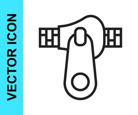 Black line Zipper icon isolated on white background. Vector Stock Illustration