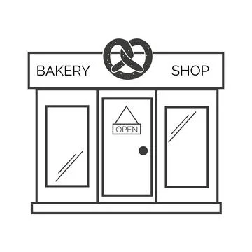 Black linear baking and candy shop icon. Line art illustration bakery store Stock Illustration
