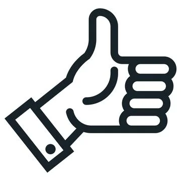 Black linear like icon. the hand gives a thumbs up. Stock Illustration