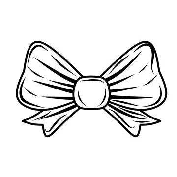 Black Linear Style Bow Ribbon Icon Stock Illustration
