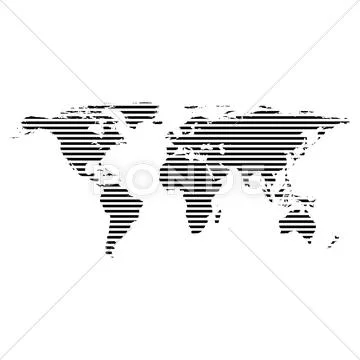 Black linear symbol of world map on white, vector illustration: Royalty ...