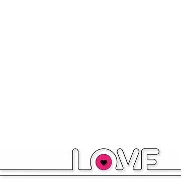Black lined love text on white background. Vector Stock Illustration