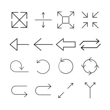 Black lines arrows set. Collection of web signs black arrows. Vector illustra Stock Illustration