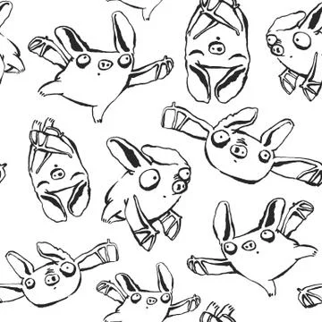 Black Lines Bats Pattern Illustrazione stock