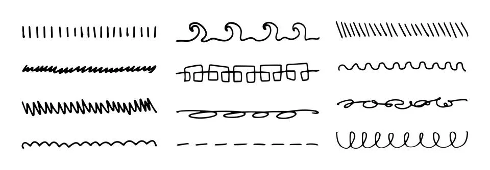 Black lines, doodles and scribbles abstract freehand drawings Illustrazione stock