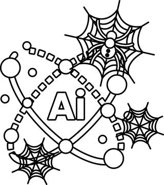 Black lines form abstract spiderwebs and circular nodes Stock Illustration