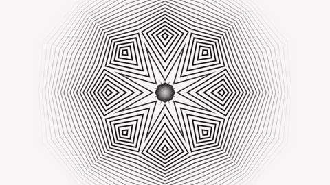 Black lines mandala in concentric star pattern, radiating outwards Stockbeeldmateriaal 296654829