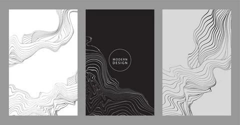 Black lines template, artistic covers design, design backgrounds. Trendy pattern Stock Illustration