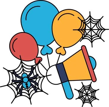 Black lines on white background form whimsical Halloween elements Stock Illustration