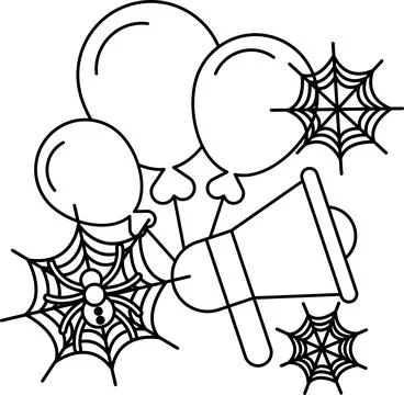 Black lines on white background form whimsical Halloween elements Stock Illustration