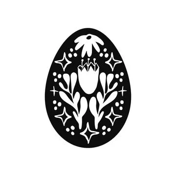 Black Linocut of Easter egg Stock Illustration