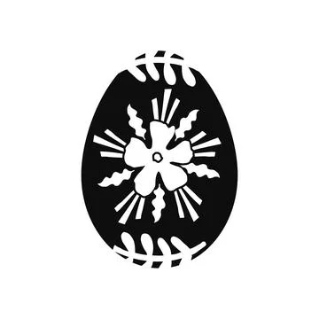 Black Linocut of Easter egg Stock Illustration